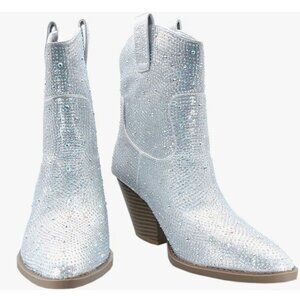 Western Cowgirl Rhinestone Ankle Booties – Pointed Toe, 3" Heel